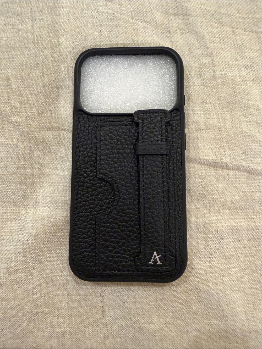 Black Leather Card Wallet Phone Case with Secure Strap